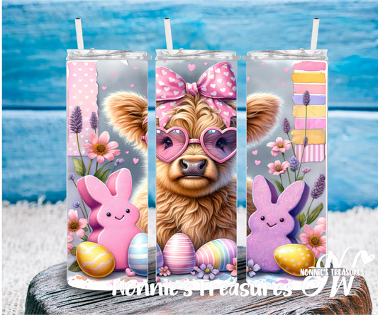 Highland Cow and Peeps Sublimation Tumbler