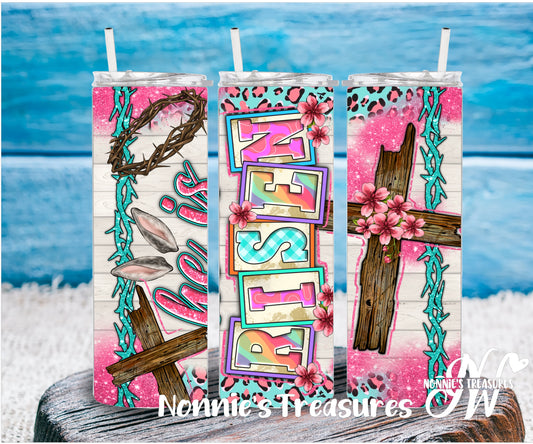 He is Risen (pink)  Sublimation Tumbler