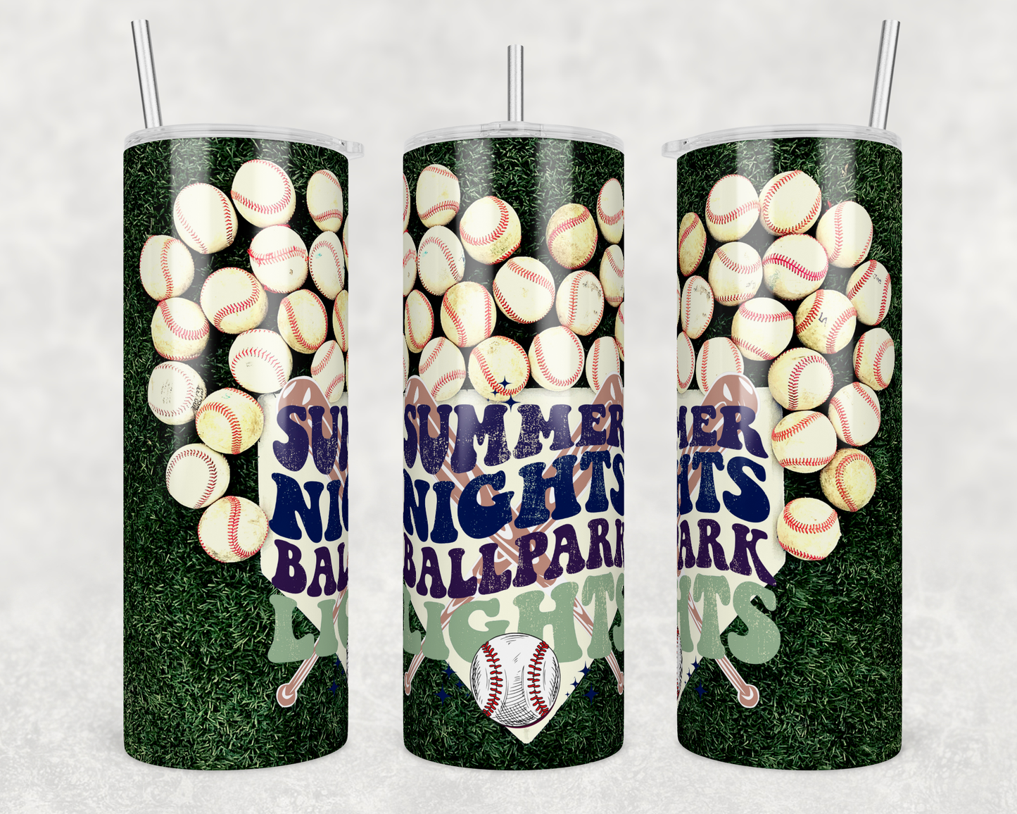 Baseball Summer Nights Ballpark Lights 20 ounce Sublimation Tumbler BTD