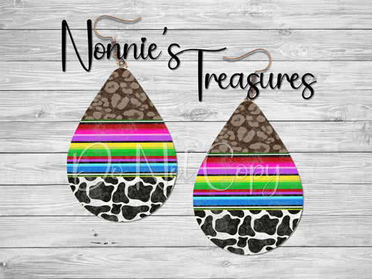 Cheetah Leopard Cow Serape Earrings Nonnie's Treasures