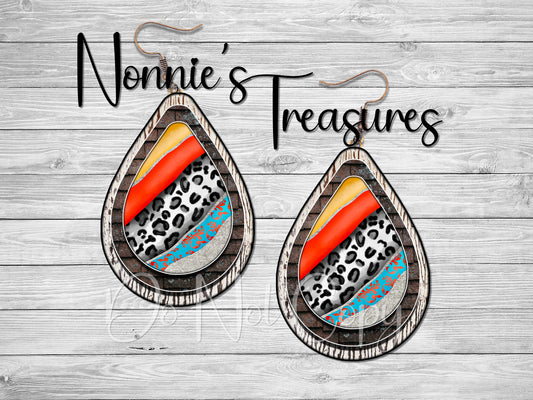 Cheetah Leopard Serape Western Earrings Nonnie's Treasures