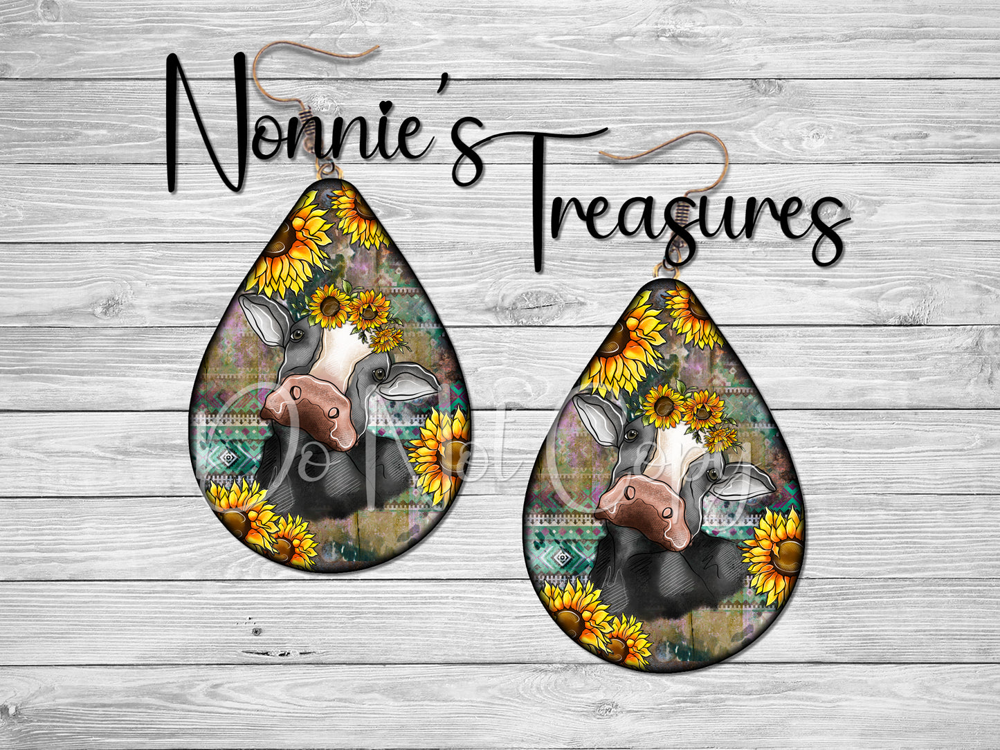 Farm Animals Cow Sunflower Earrings Nonnie's Treasures
