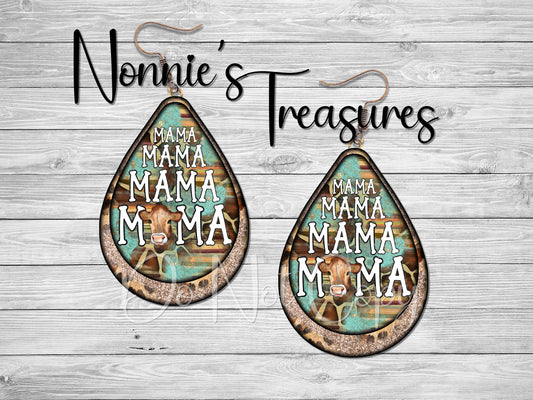 Mama Mama Cow Cheetah Leopard Serape Earrings Nonnie's Treasures