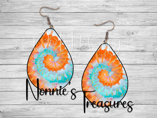 Orange and Turquoise Tie Dye Swirl Nonnie's Treasures