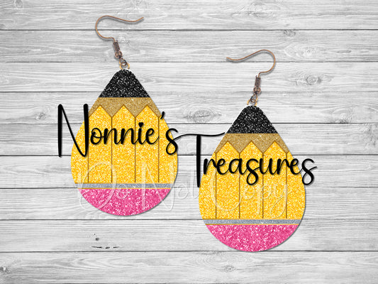 Pencil Teacher Earrings Nonnie's Treasures