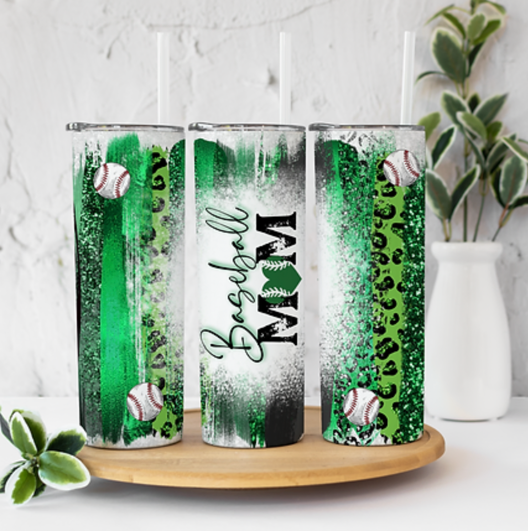 Baseball Mom Green 20 ounce Sublimation Tumbler BTD