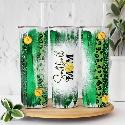 Softball Mom Green 20 ounce Sublimation Tumbler BTD