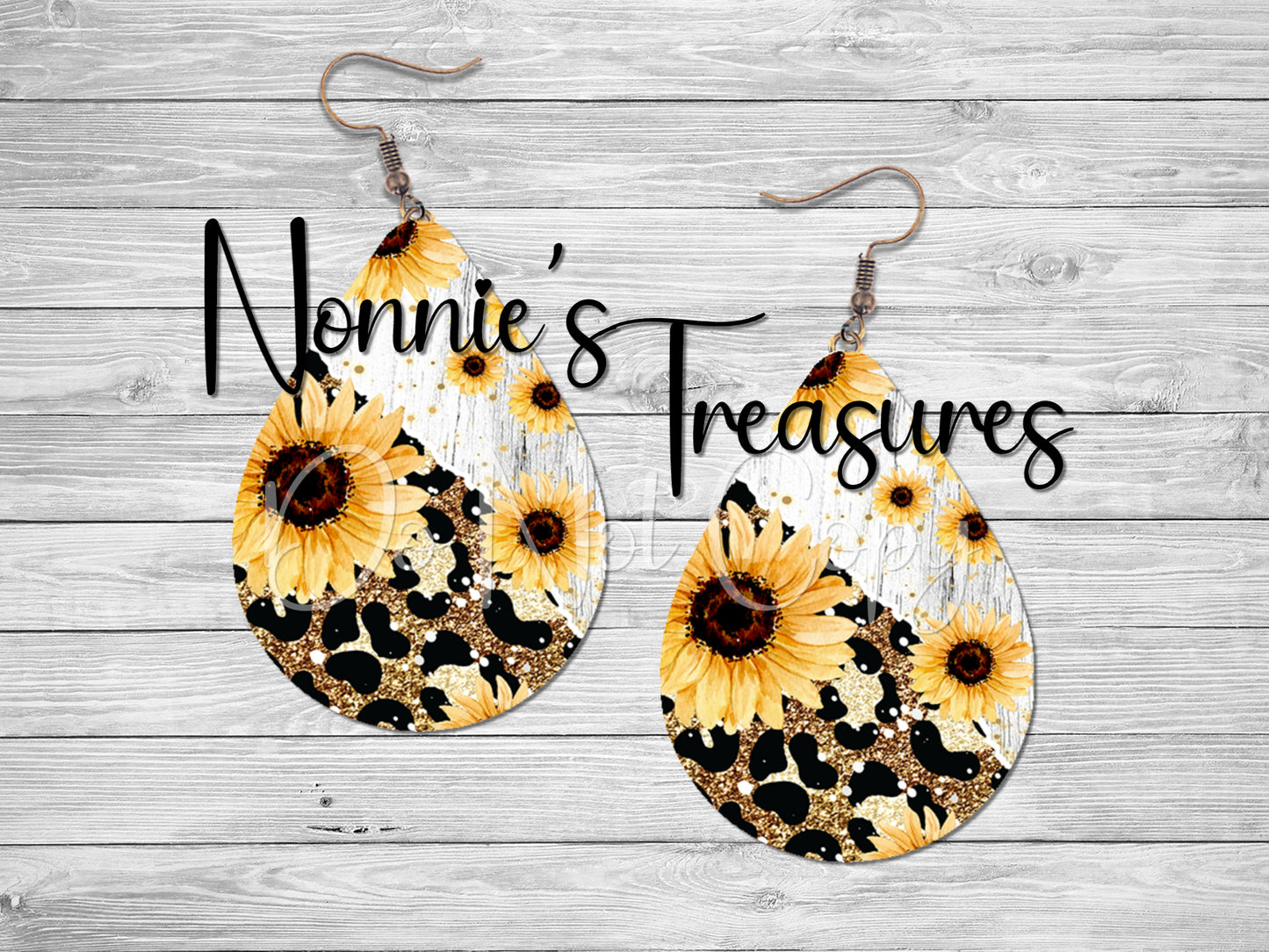 Sunflower Gold Leopard Cheetah Earrings Nonnie's Treasures