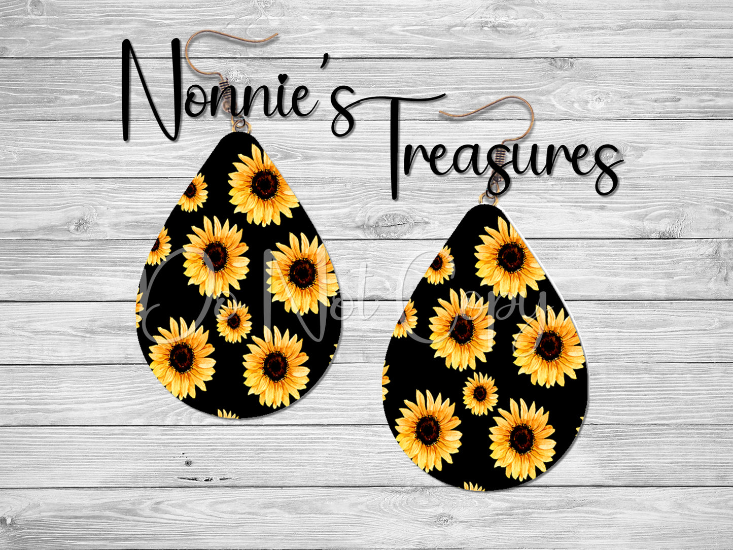 Sunflower on Black  Earrings Nonnie's Treasures