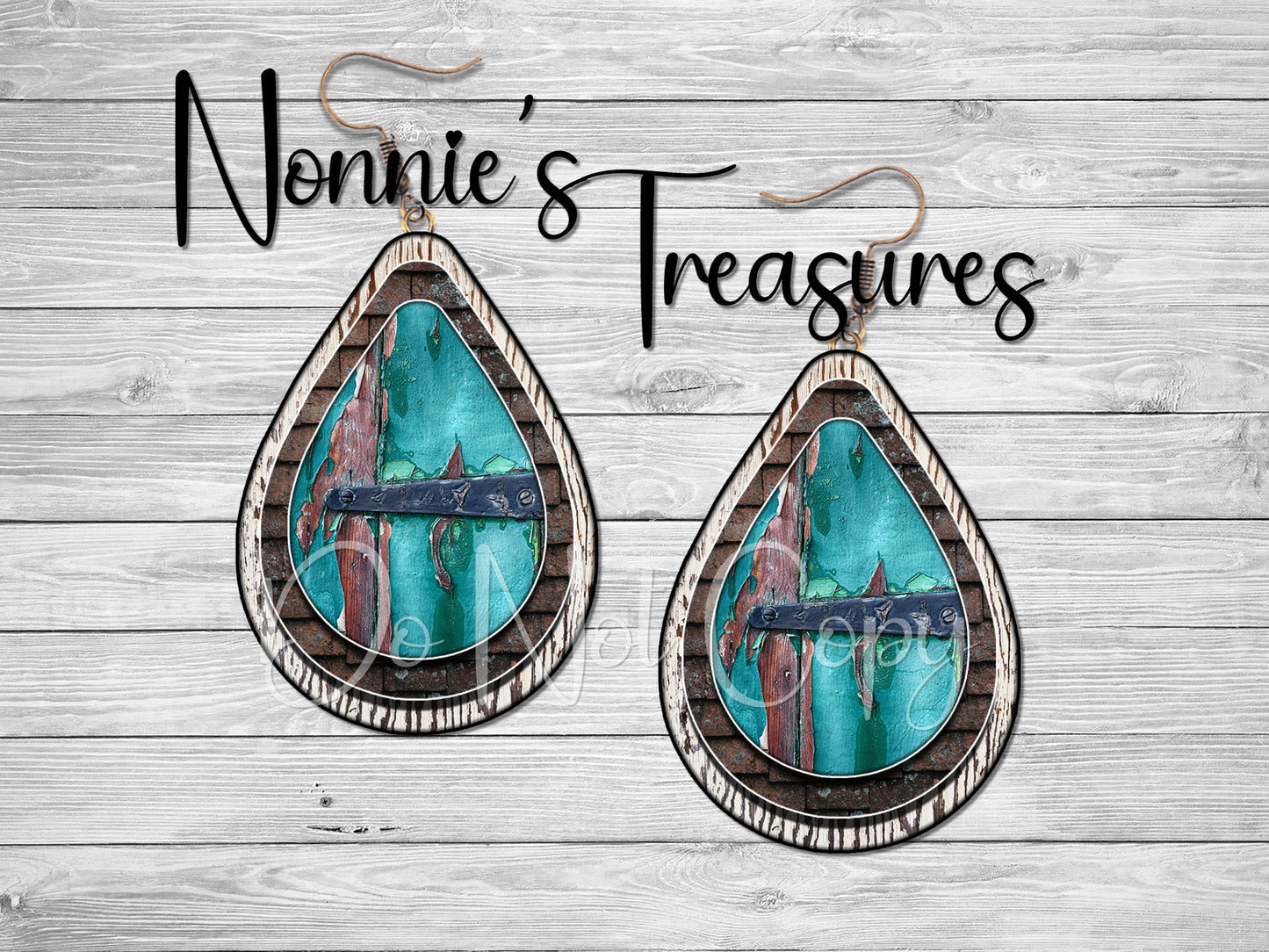 Western Rustic Turquoise Brown 26 Earring Nonnie's Treasures