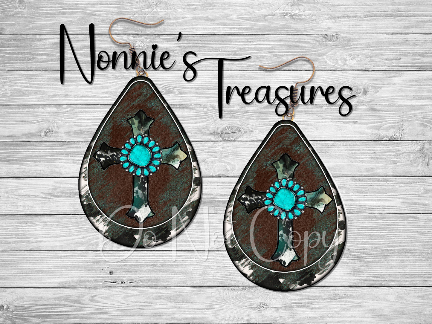 Western Turquoise Cross  Earrings Nonnie's Treasures