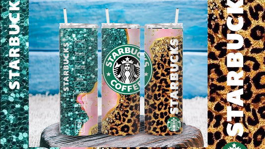 Starbucks Glitter Cheetah Sublimation Tumbler