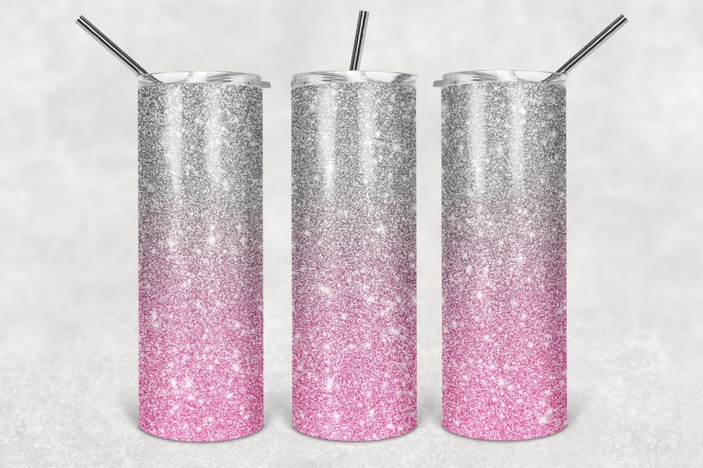 Pink Gray Glitter Look Sublimation Tumbler