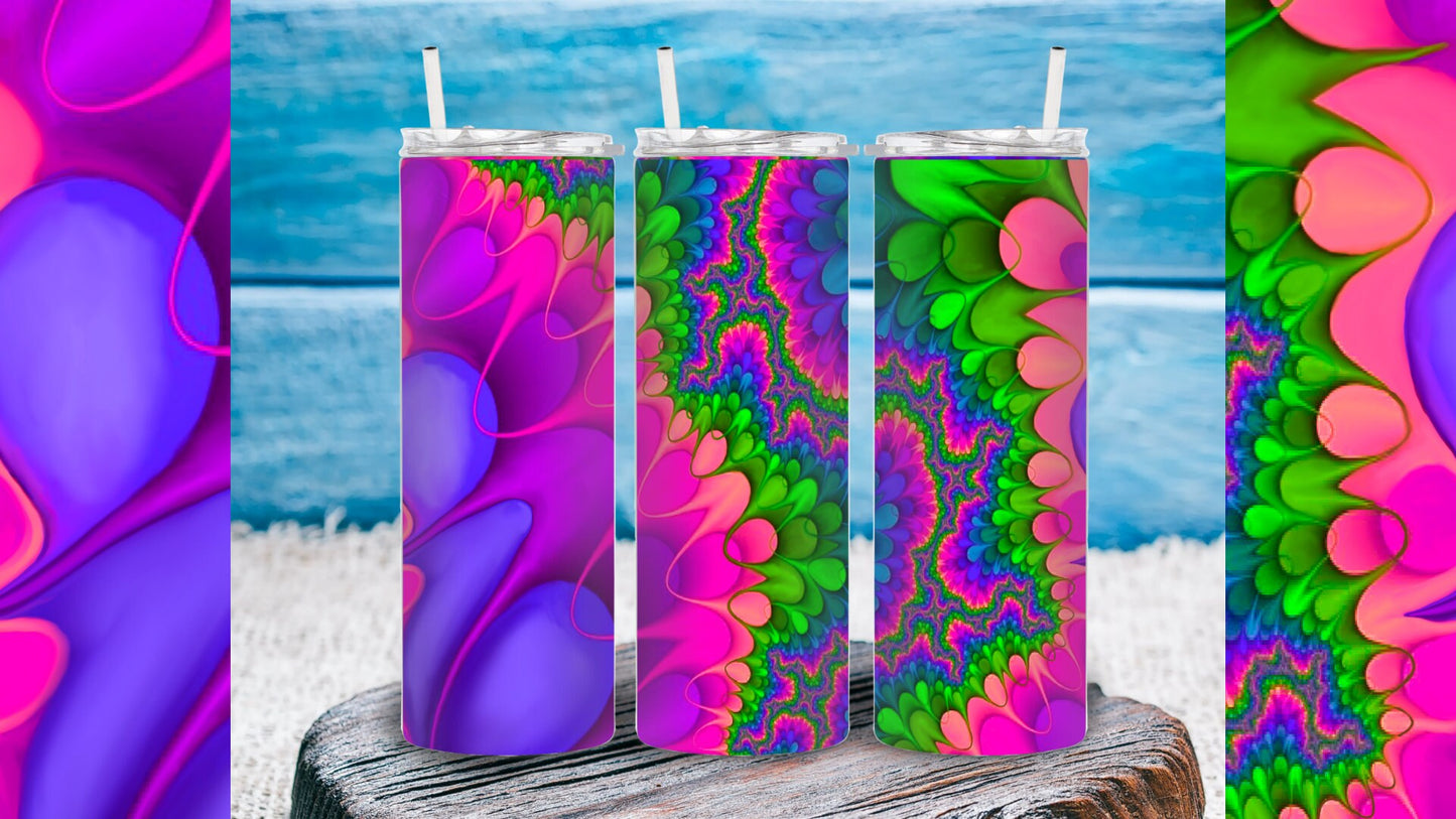 Groovy Pink Green Blue Geode Sublimation Tumbler