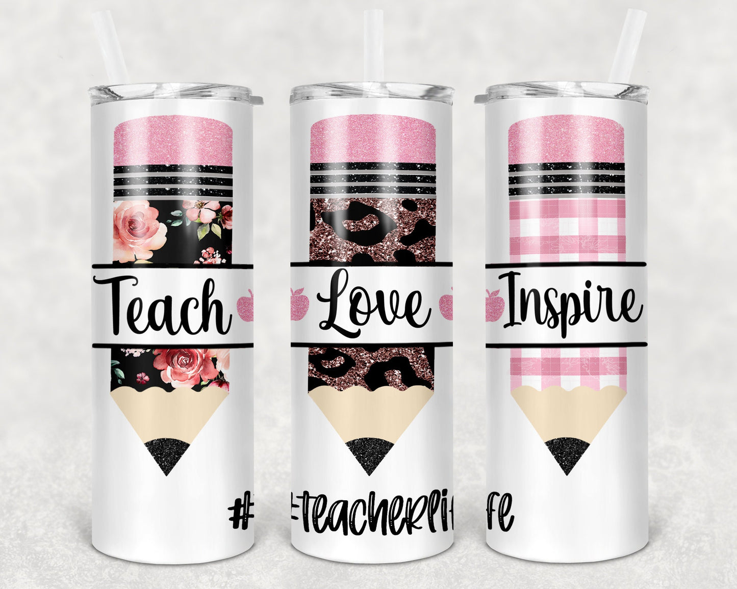 Teach Love Inspire Pencil 4 Sublimation Tumbler - e