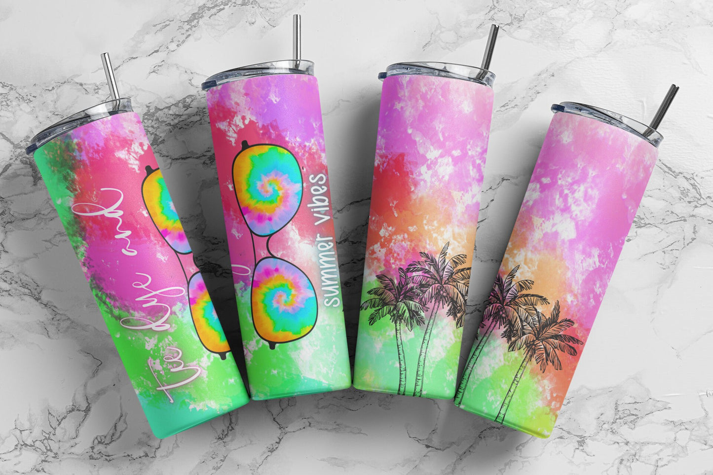Tie Dye and Summer Vibes Sublimation Tumbler