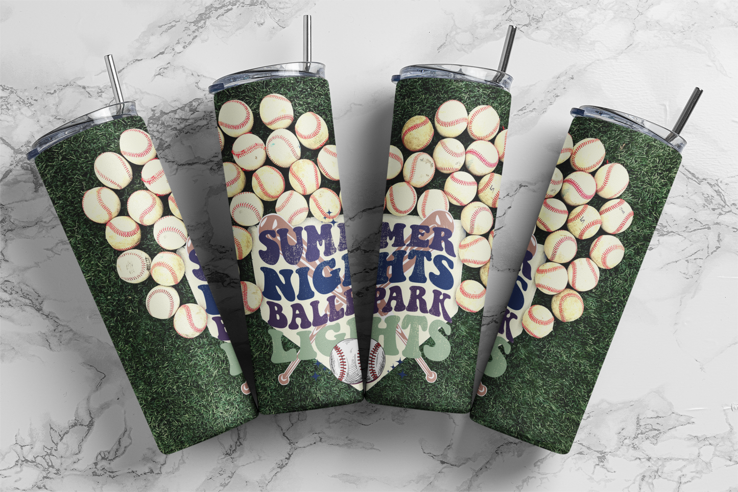 Baseball Summer Nights Ballpark Lights 20 ounce Sublimation Tumbler BTD